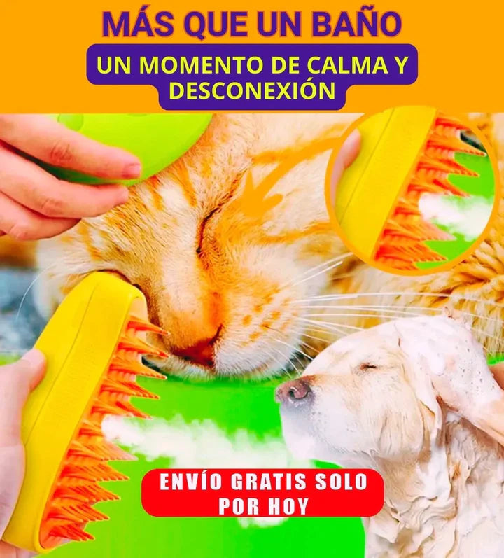 Vapor Paws: El Cepillo de Limpieza Total para Gatos y Perros"